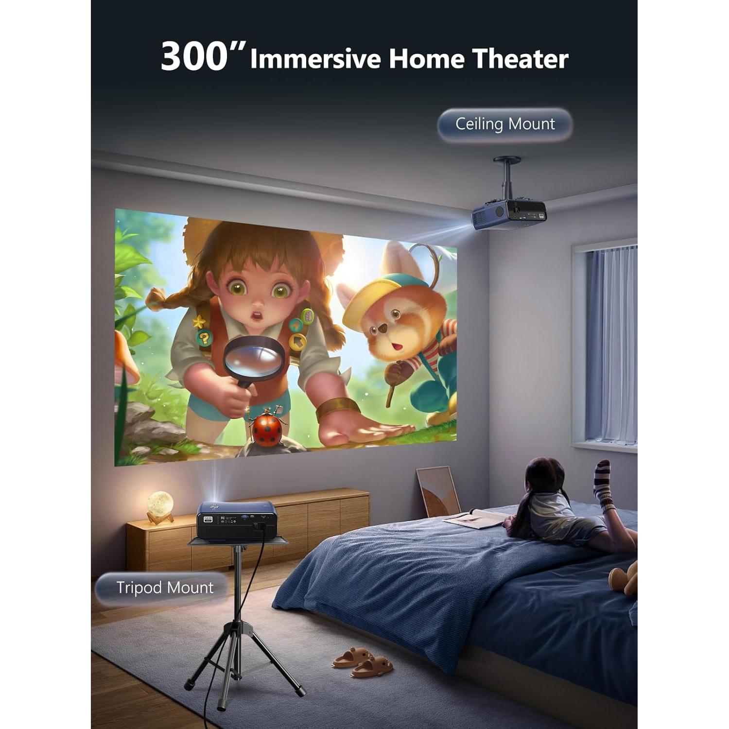 Proyector 4K ZCGIOBN WiFi 6 Bluetooth 1700 Lúmenes HDR