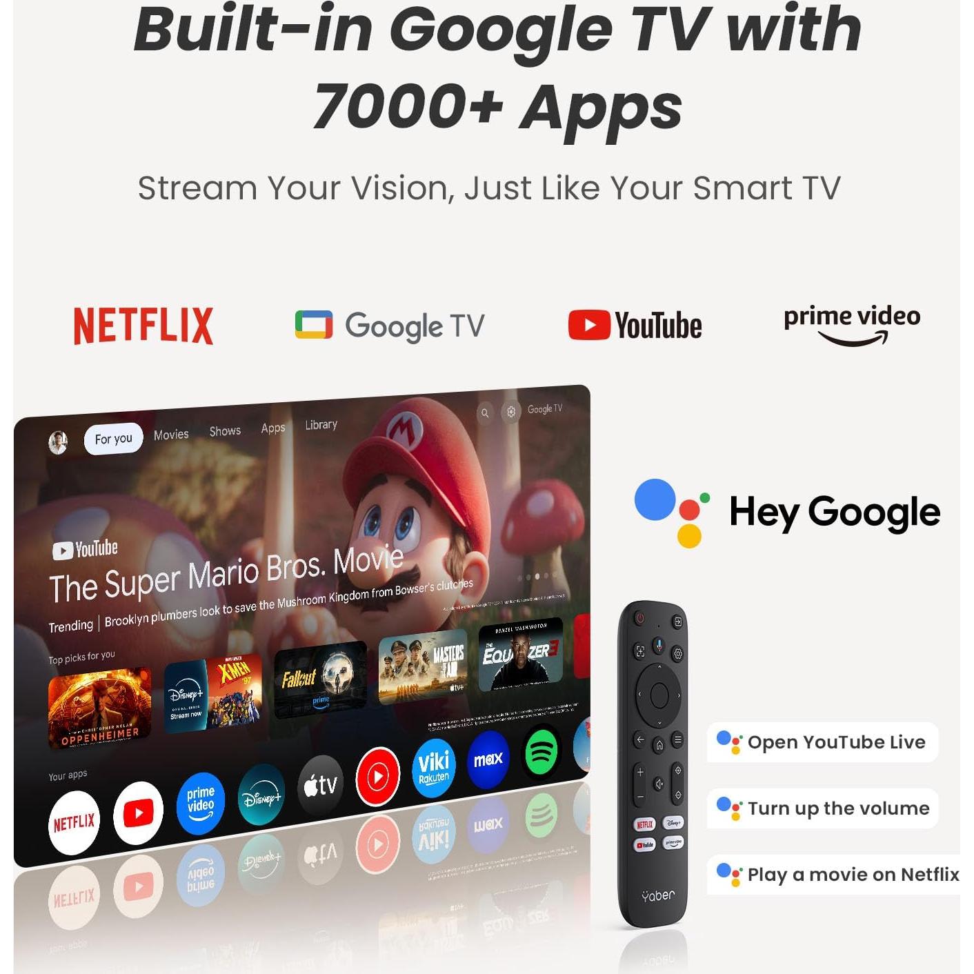 Proyector Yaber T2 Plus GTV 1080P WiFi 6 Bluetooth Portátil