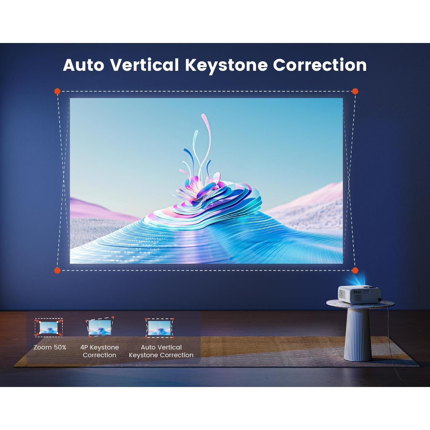 【Electric Focus & Android TV】projector 4k with WiFi and Bluetooth,WiMiUS Full HD 1080P 650ANSI Home Theater Movie Projector 4k+, 4P/Auto Vertical Keystone 50% Zoom Portable Outdoor Projector