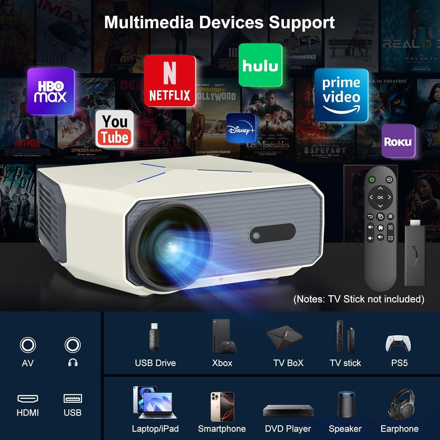 Proyector ZFTMRR 1080P WiFi Bluetooth 12000L 250" (635 cm)