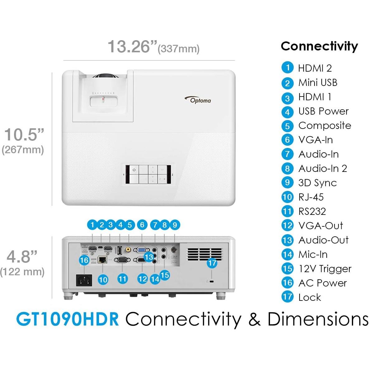 Proyector Láser Optoma GT1090HDR 4K HDR 4200 Lúmenes