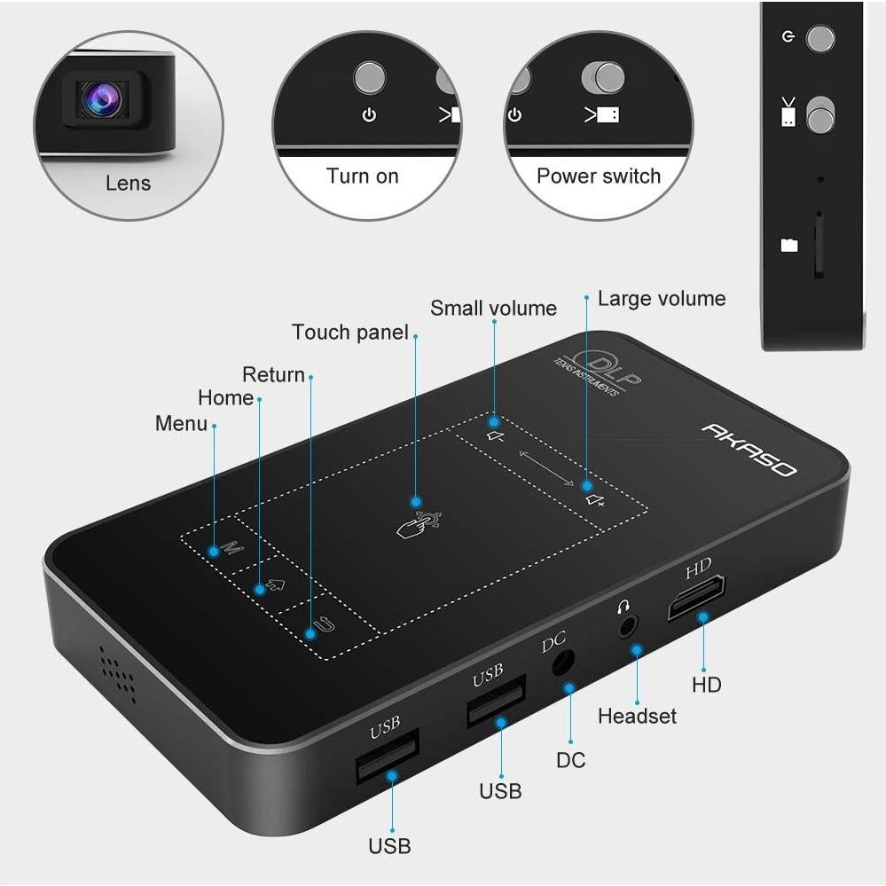 Proyector Mini AKASO WT50 1080P DLP Portátil WiFi Bluetooth