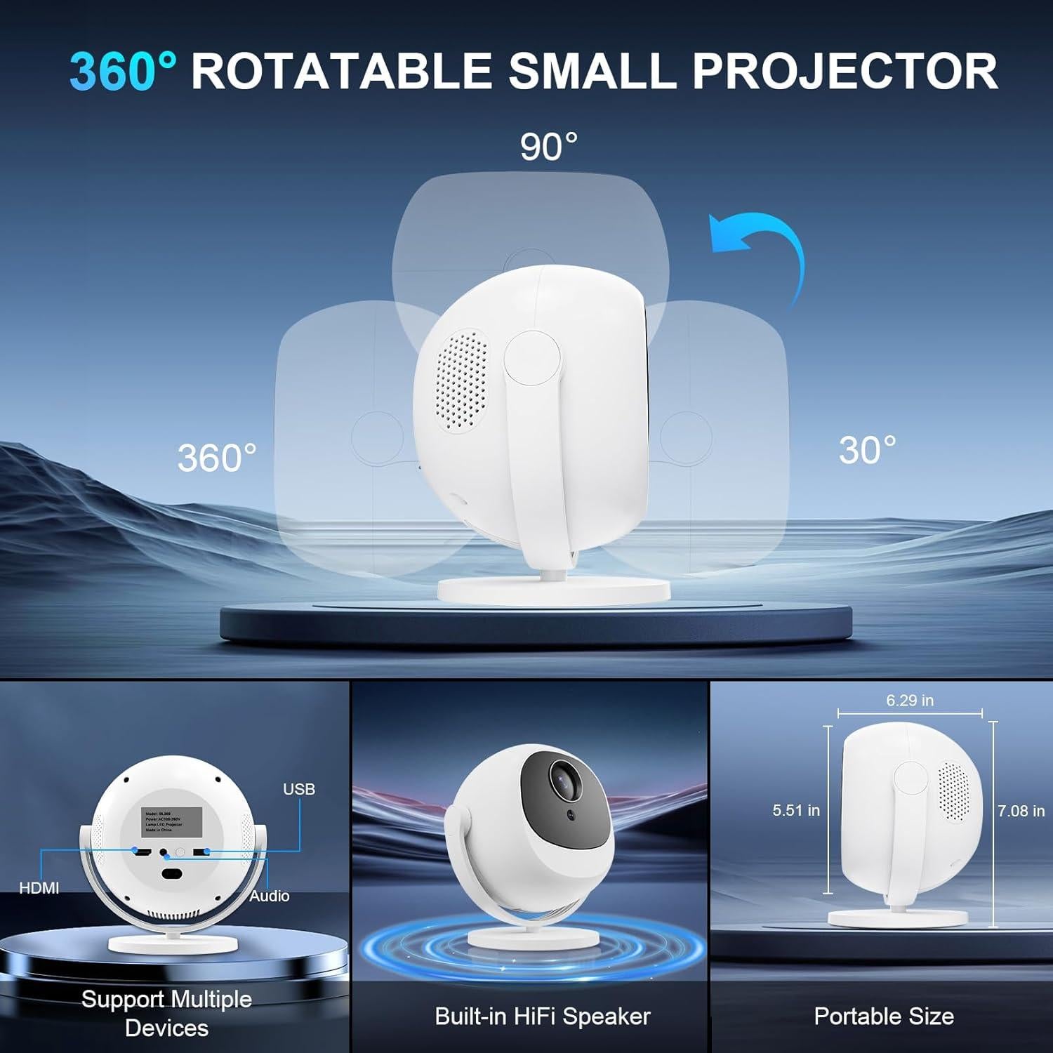 Proyector portátil 4K L-mix JY-360 WiFi Bluetooth Android 11