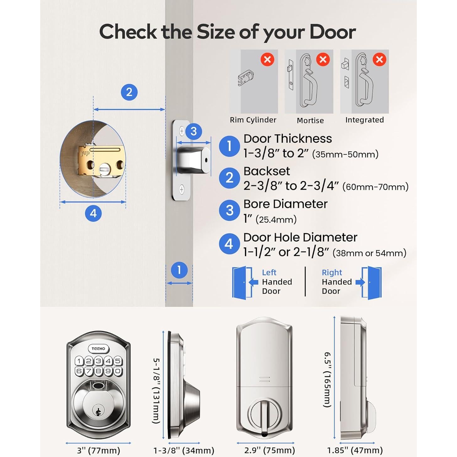 Cerradura Inteligente TEEHO TE012W WiFi con Huella Dactilar