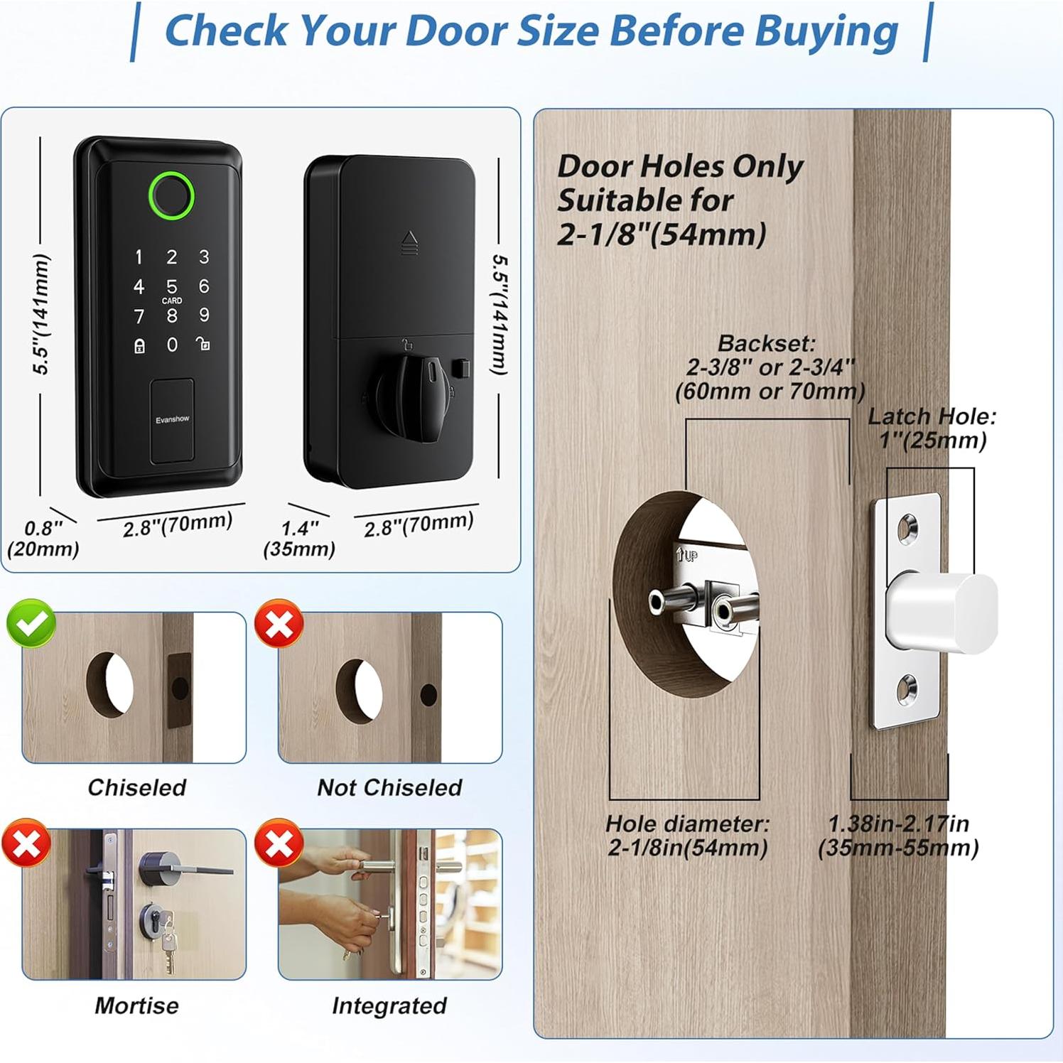 Cerradura Inteligente Evanshow con Teclado y WiFi - 6 en 1