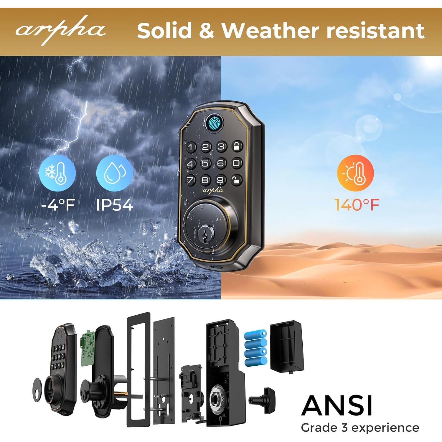 Cerradura Biométrica ARPHA D280 con Teclado y App Bluetooth