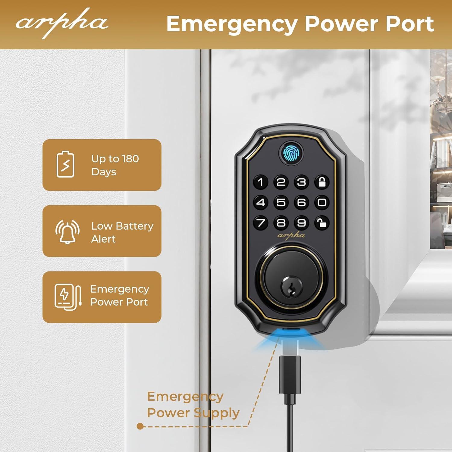 Cerradura Biométrica ARPHA D280 con Teclado y App Bluetooth