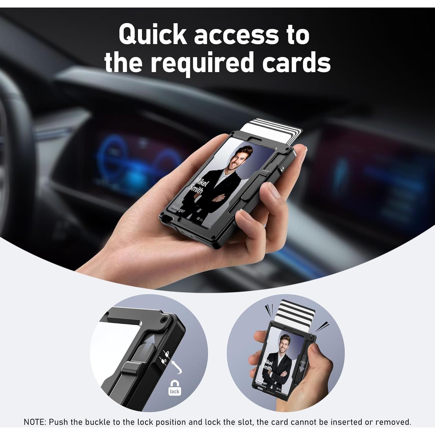 Cartera Minimalista Umoven para Hombres con Bloqueo RFID - Negro