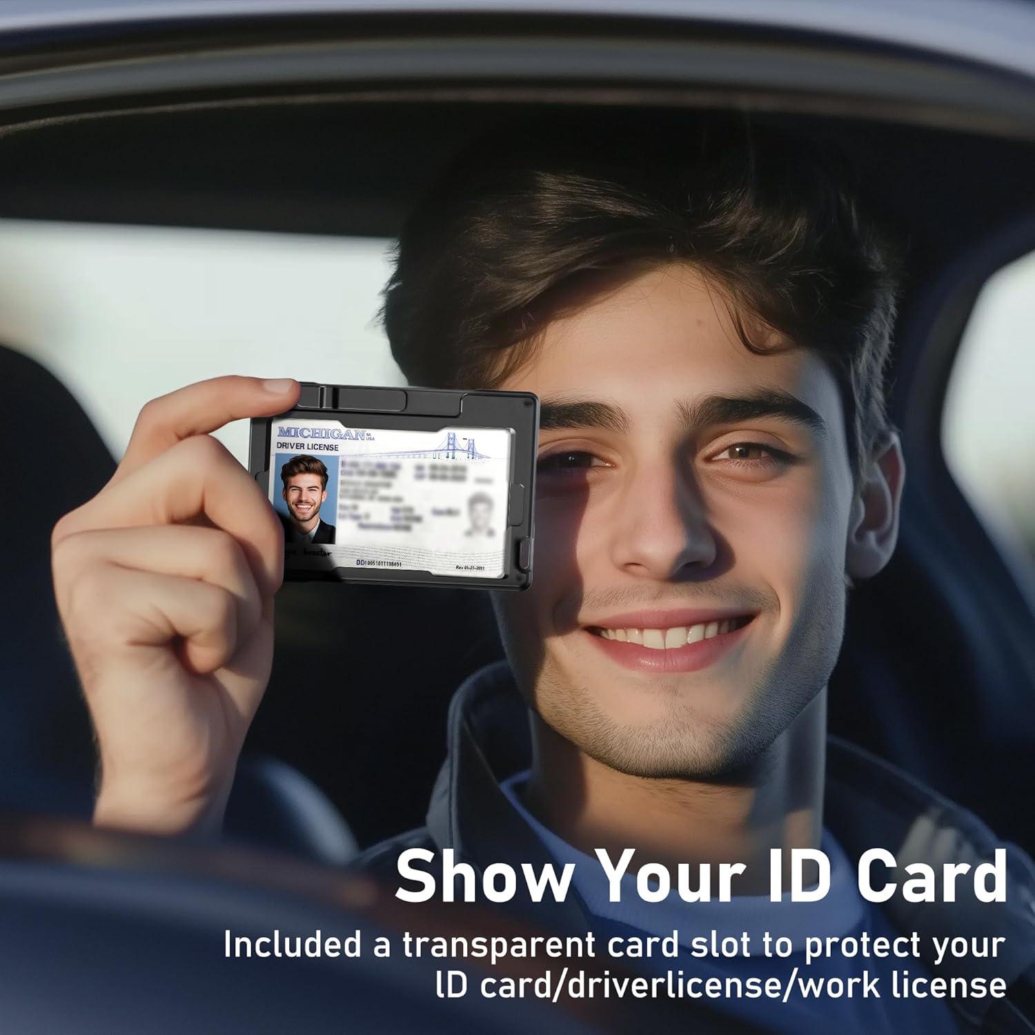 Cartera Minimalista Umoven para Hombres con Bloqueo RFID - Negro