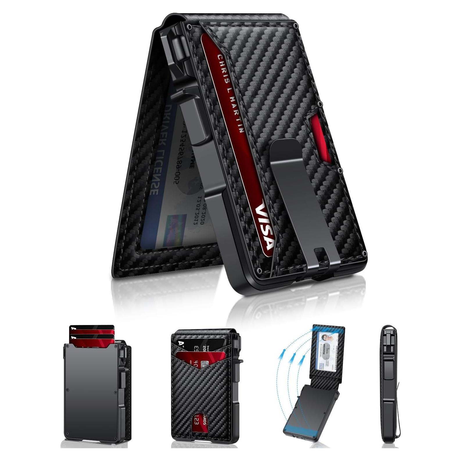 Billetera Minimalista ZALVEX Fibra de Carbono con Bloqueo RFID