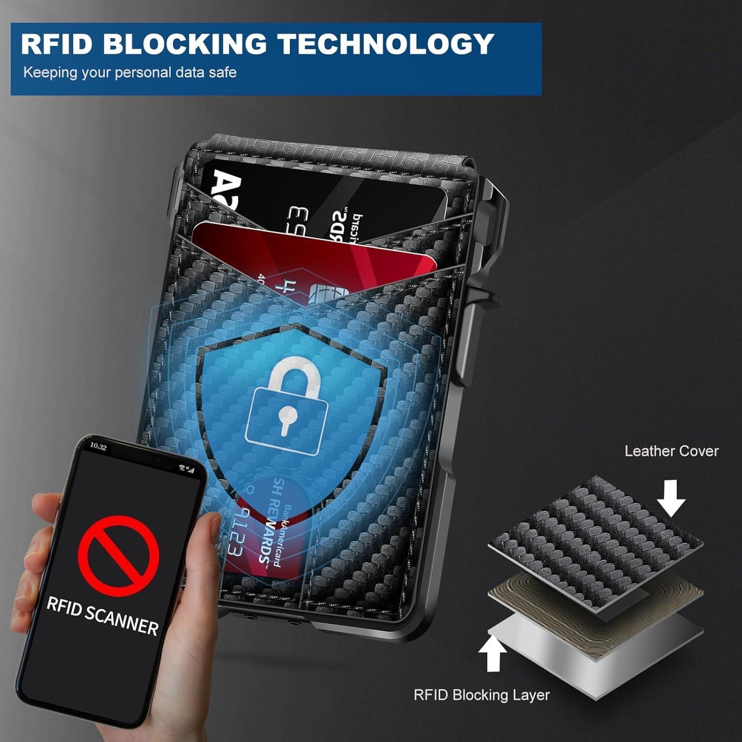 Billetera Minimalista ZALVEX Fibra de Carbono con Bloqueo RFID