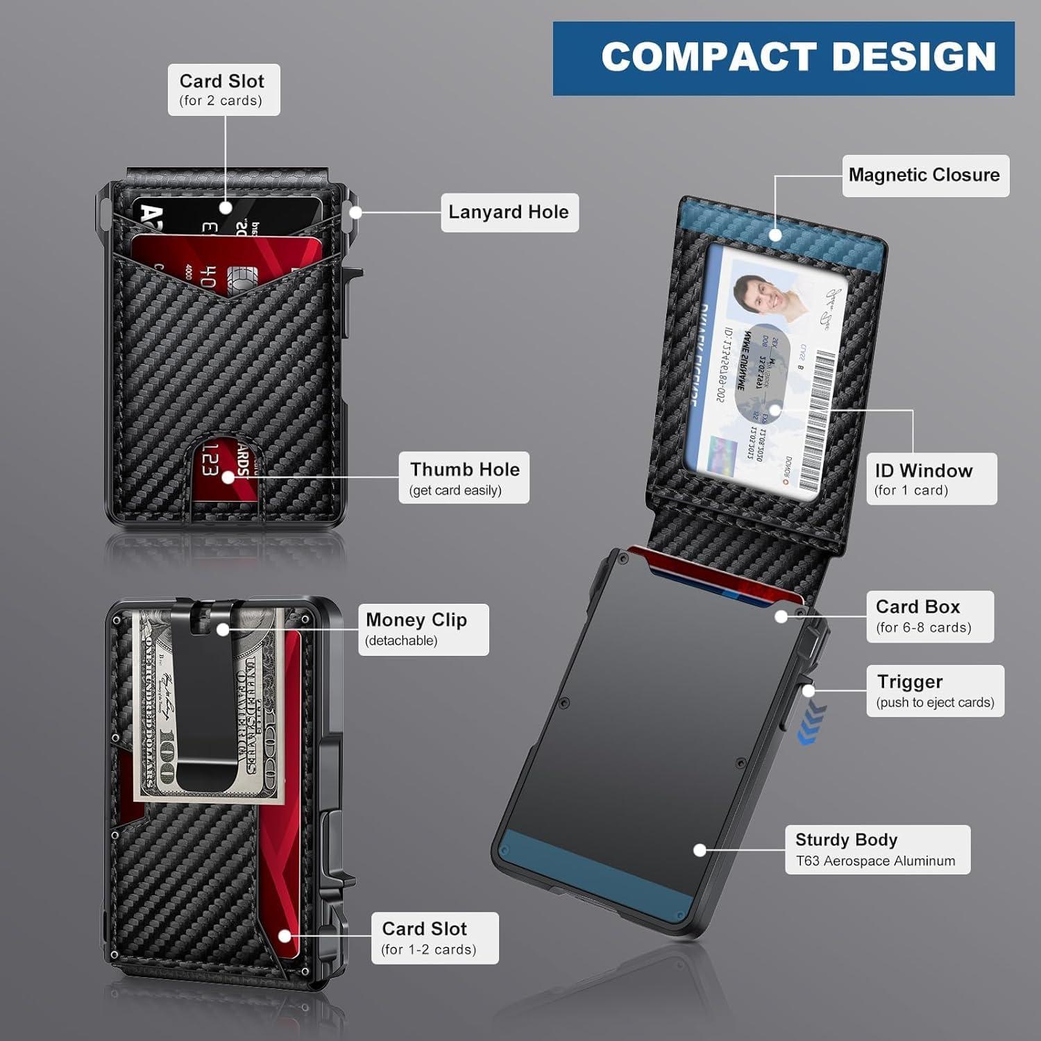 Billetera Minimalista ZALVEX Fibra de Carbono con Bloqueo RFID