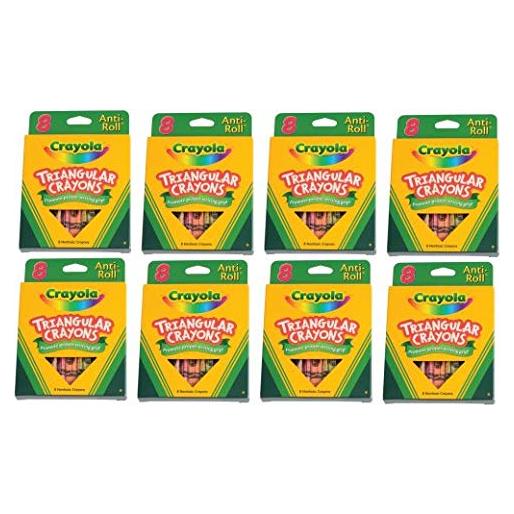 Crayola Crayons Bulk, Anti-Roll Triangle Crayons, Classroom Art Supplies for Teachers and Students in Elementary School and Daycares, 8-Pack Crayola Set, 2 Years & Older