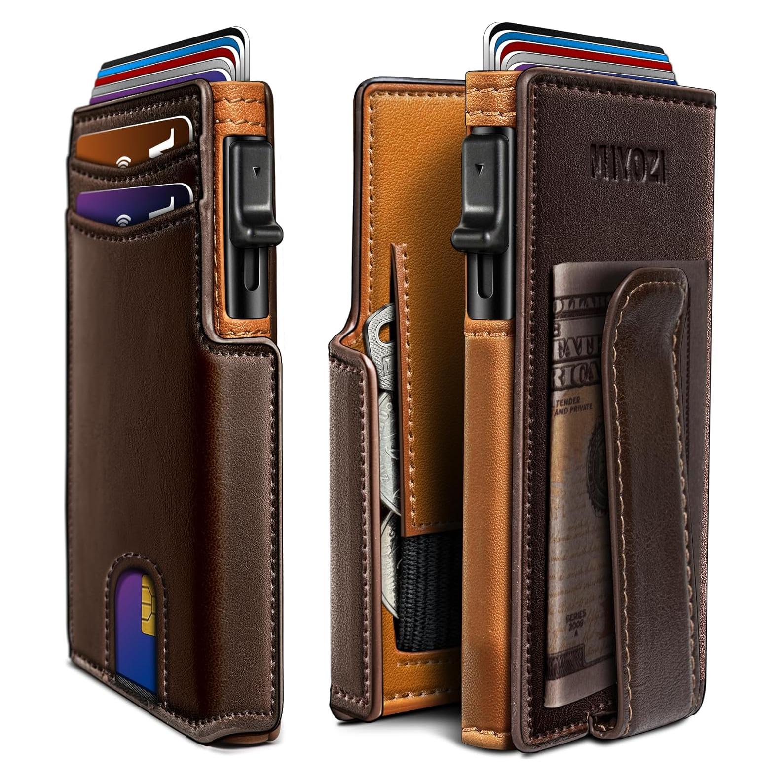 Billetera delgada Miyozi para hombres con bloqueo RFID y clip