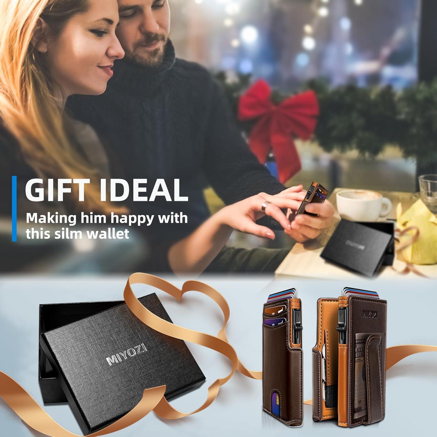 Billetera delgada Miyozi para hombres con bloqueo RFID y clip