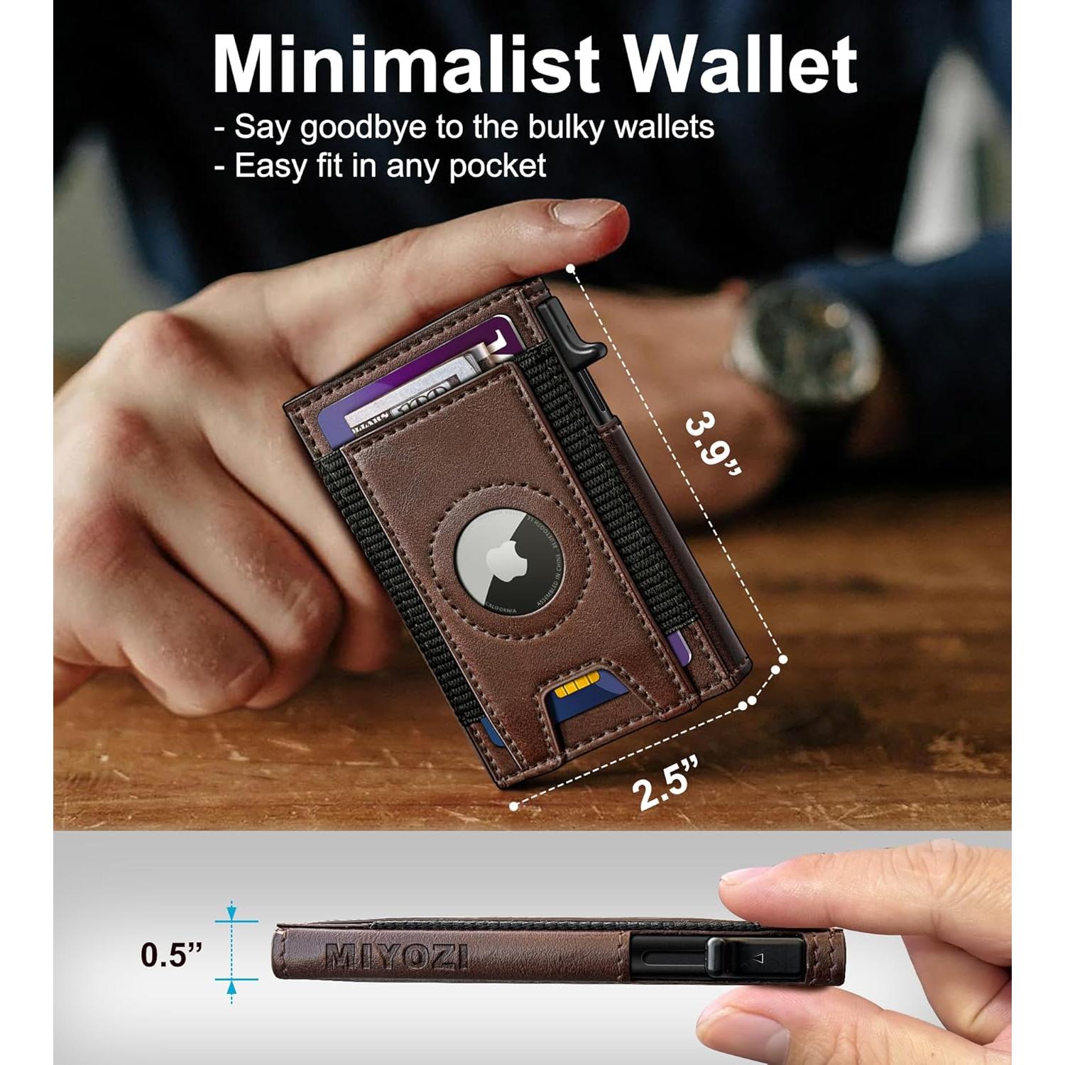 Billetera Airtag para hombres con bloqueo RFID - Minimalista 7-9 tarjetas