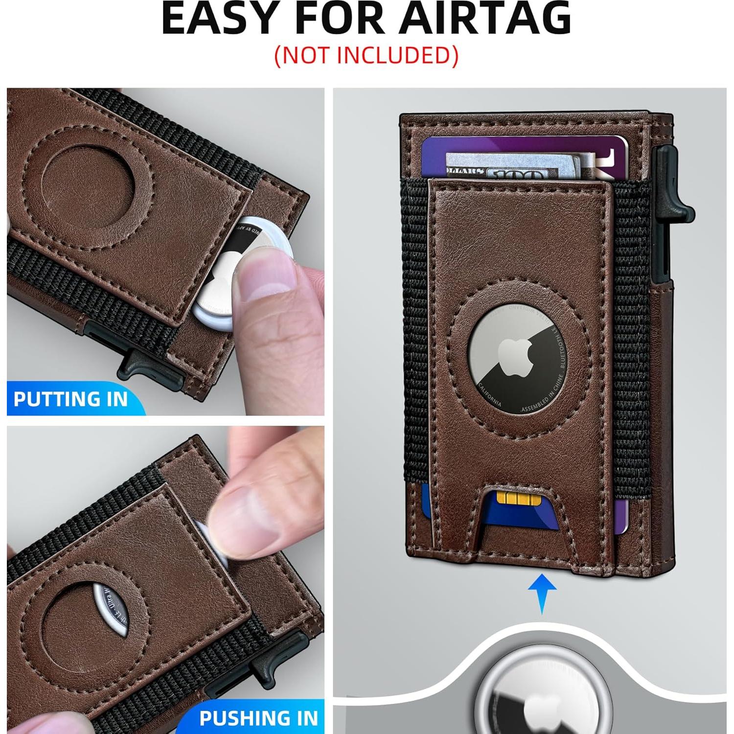 Billetera Airtag para hombres con bloqueo RFID - Minimalista 7-9 tarjetas