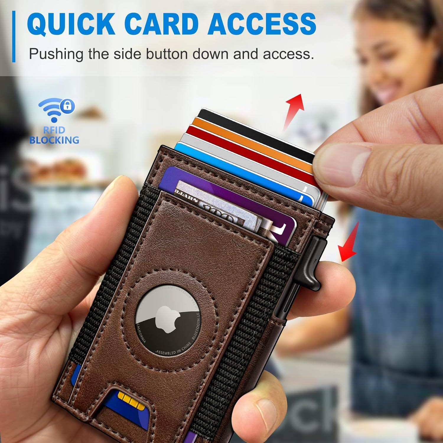 Billetera Airtag para hombres con bloqueo RFID - Minimalista 7-9 tarjetas