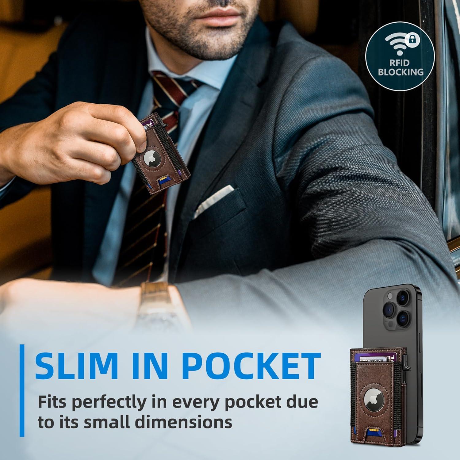 Billetera Airtag para hombres con bloqueo RFID - Minimalista 7-9 tarjetas