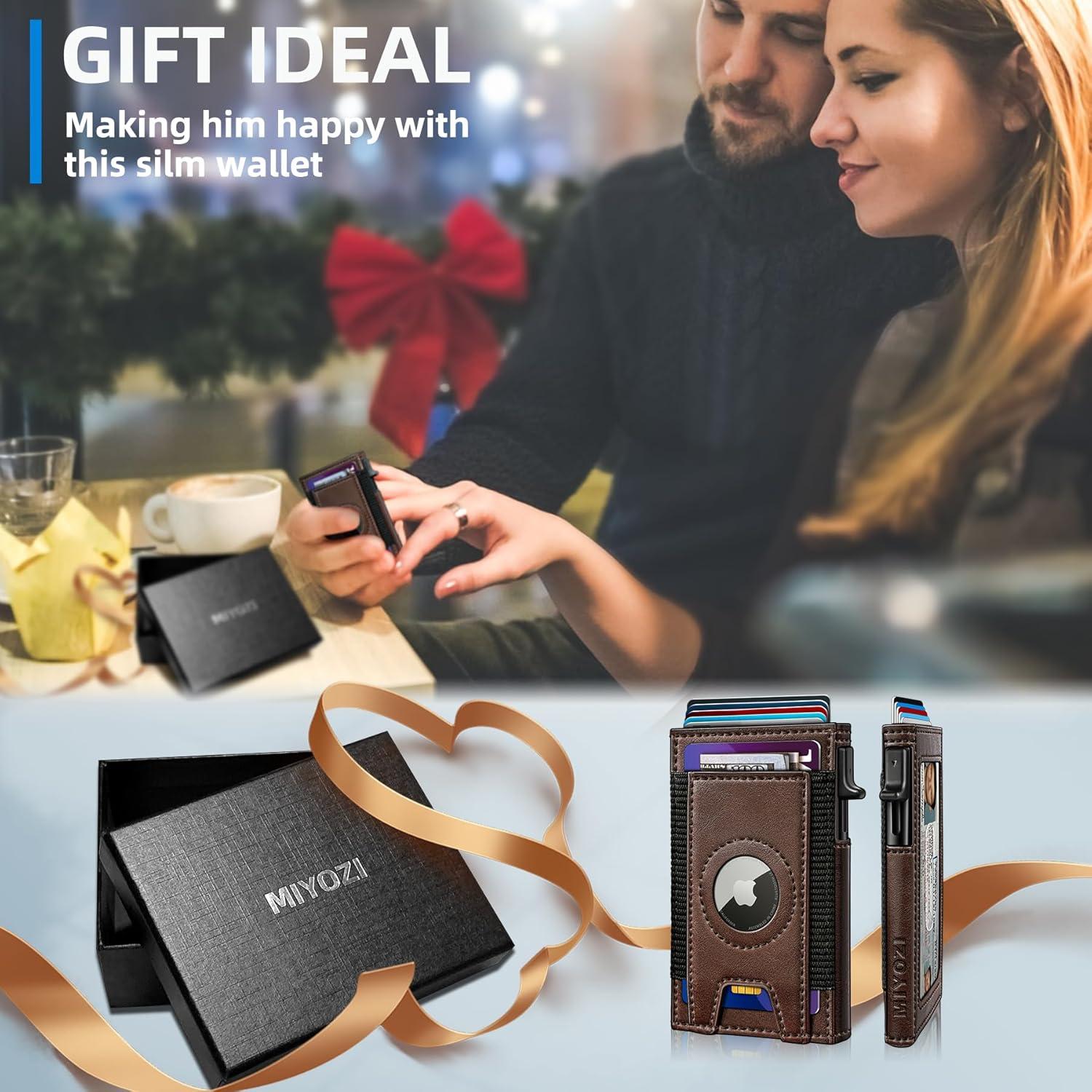 Billetera Airtag para hombres con bloqueo RFID - Minimalista 7-9 tarjetas