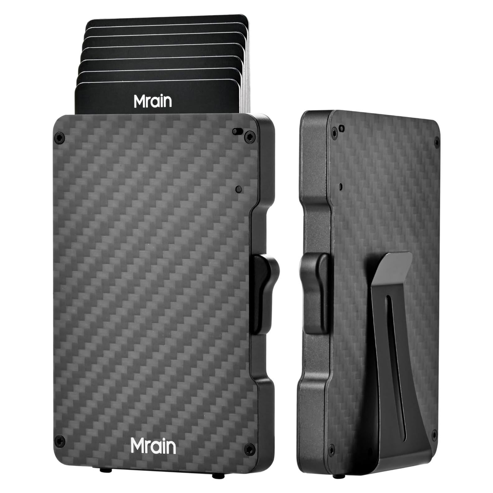 Billetera Delgada Mrain de Fibra de Carbono con Clip y RFID