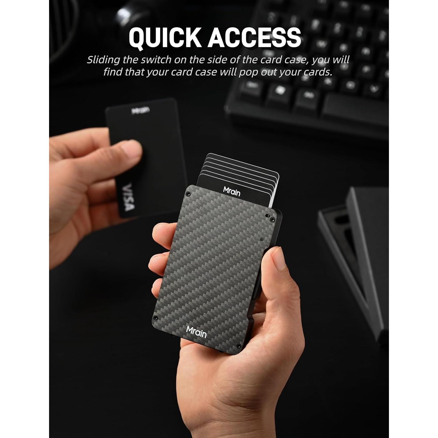 Billetera Delgada Mrain de Fibra de Carbono con Clip y RFID