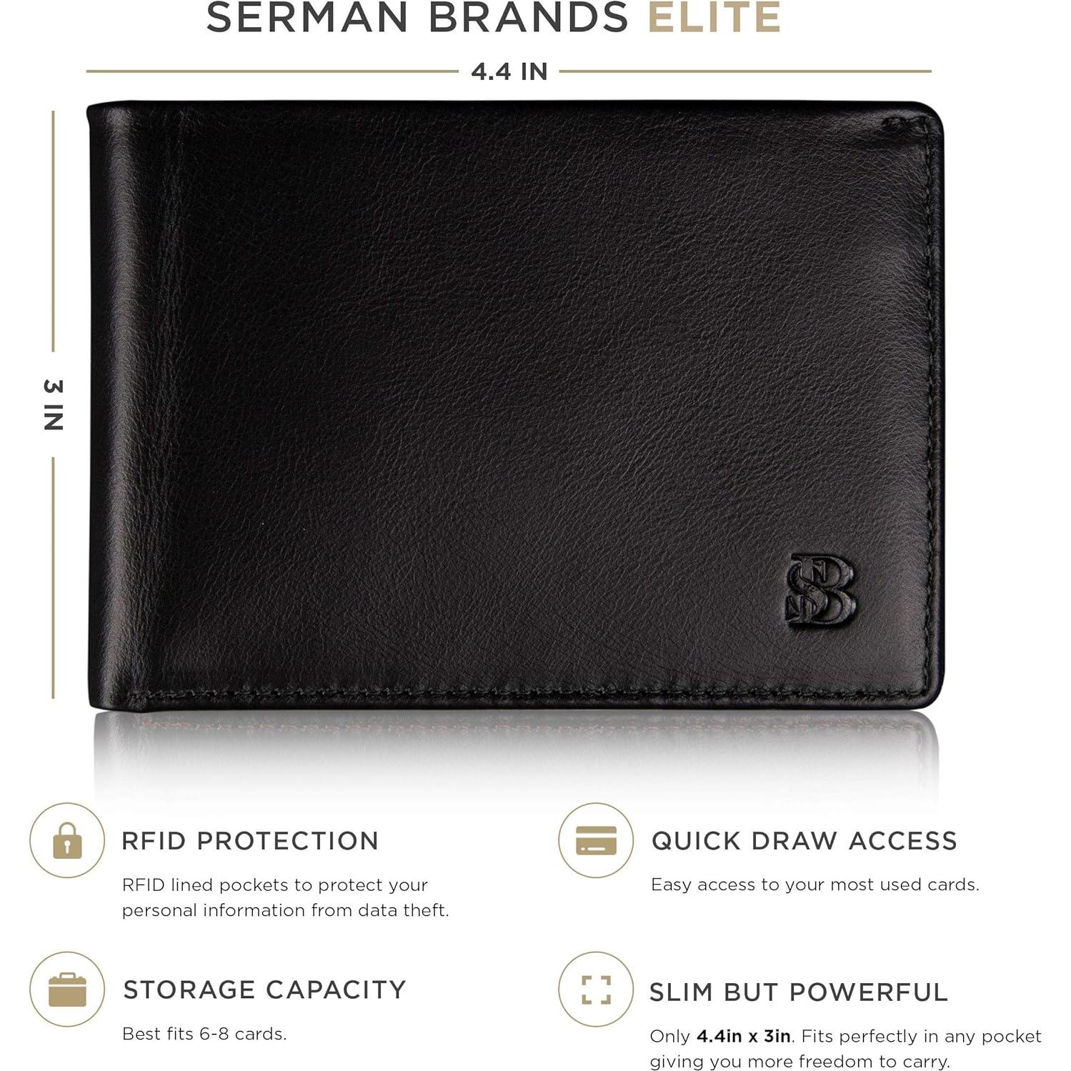 Cartera Bifold Slim SERMAN BRANDS con Bloqueo RFID - Negro Élite
