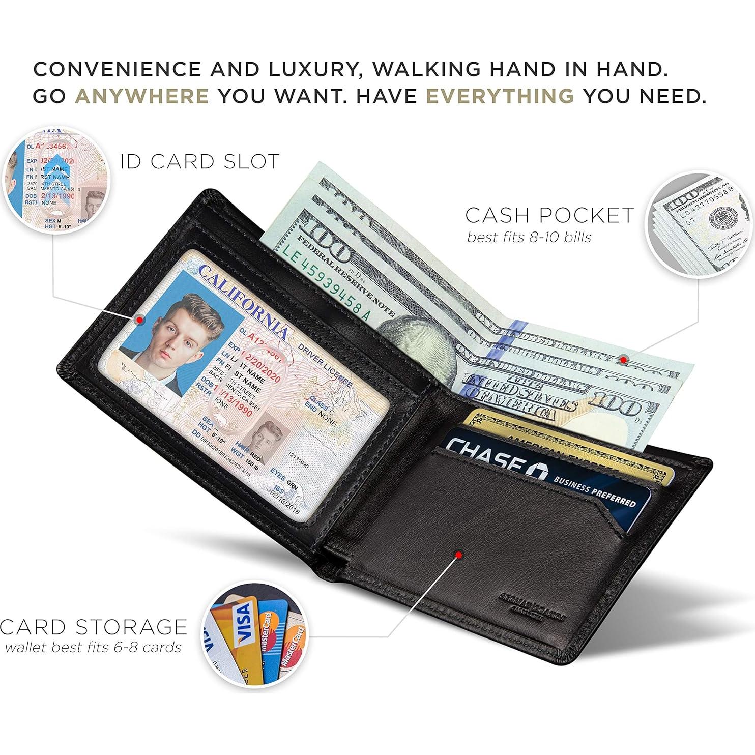 Cartera Bifold Slim SERMAN BRANDS con Bloqueo RFID - Negro Élite