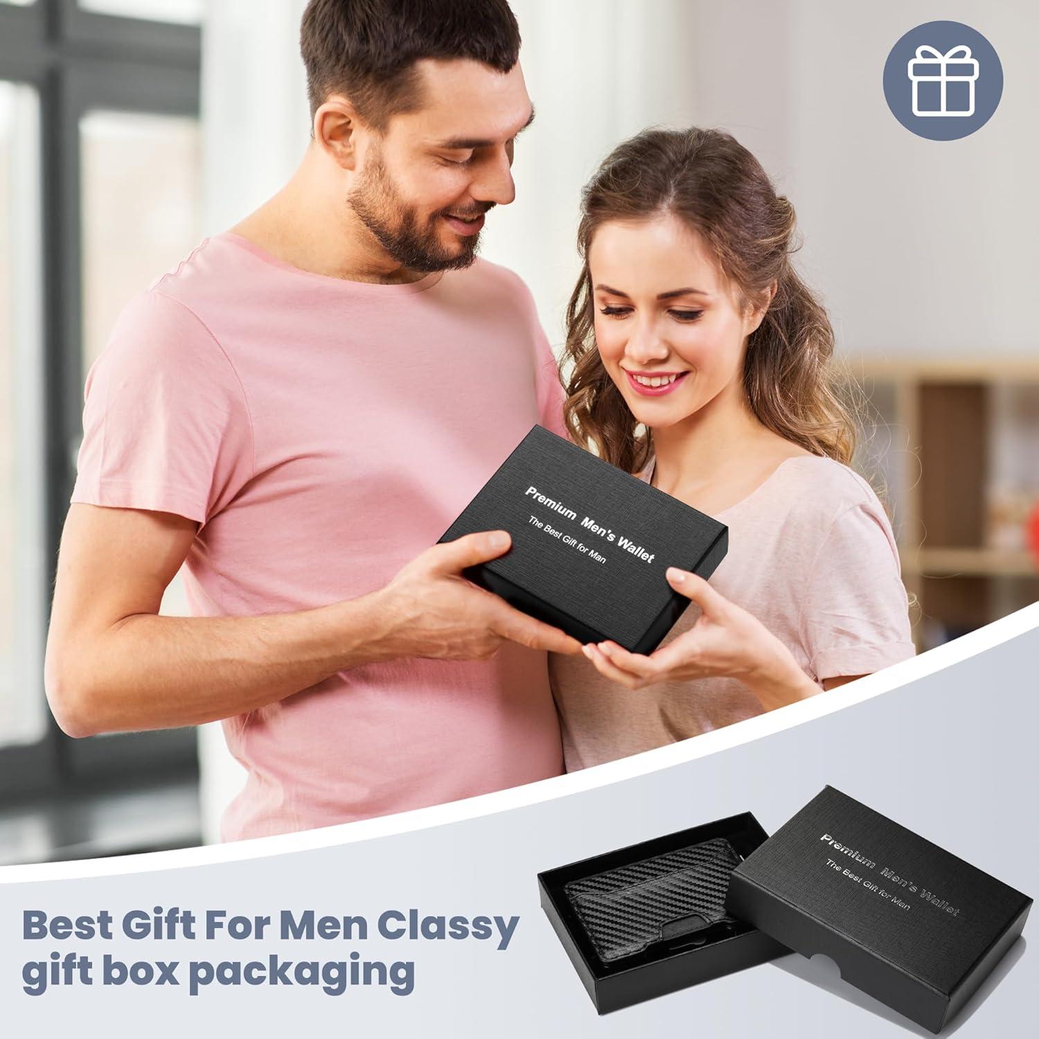 Billetera delgada Airzoo con bloqueo RFID y clip, Negro Carbon