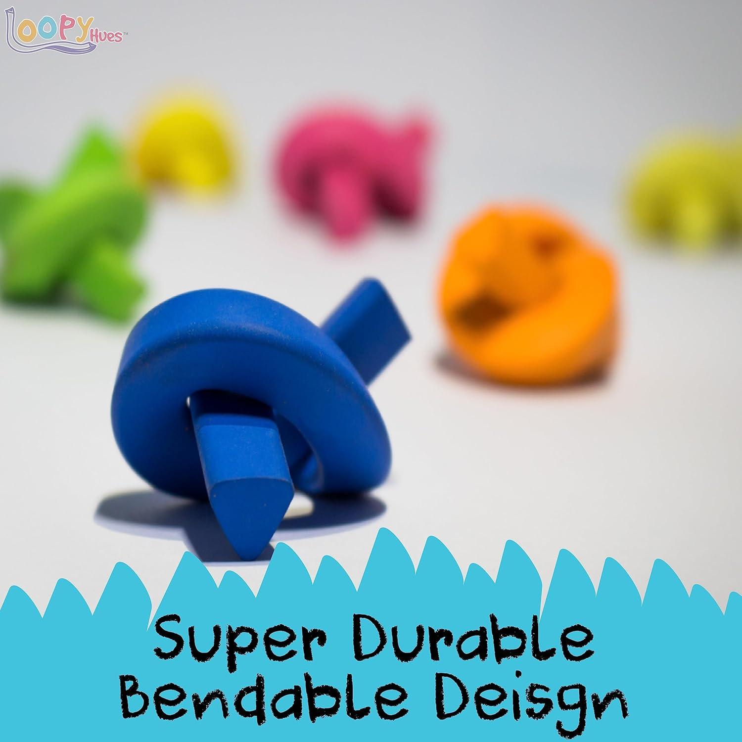 Crayones Flexibles Loopy Hues 12 Colores Variados 3D