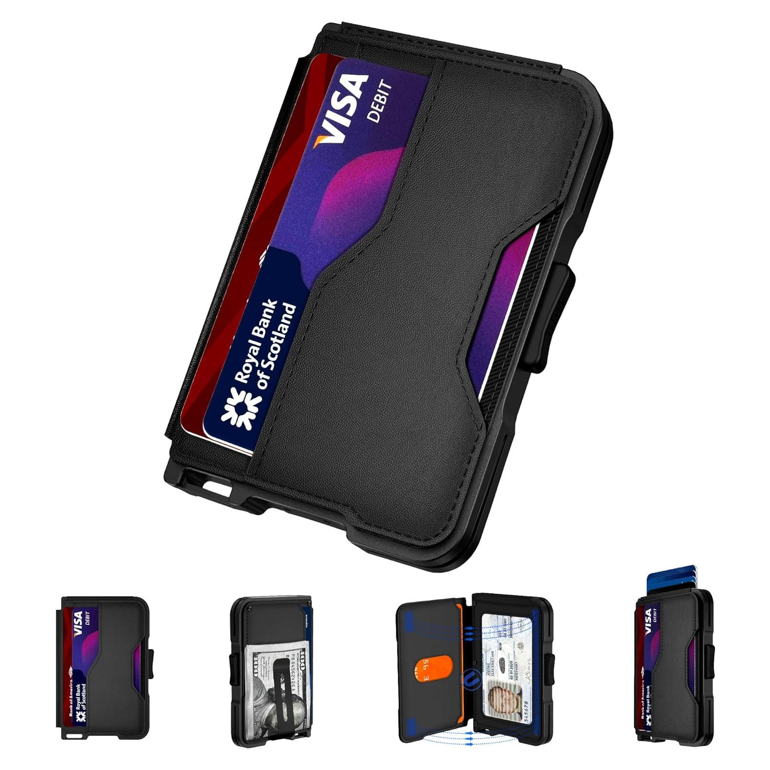 Billetera delgada para hombres Tizmuo con bloqueo RFID negra