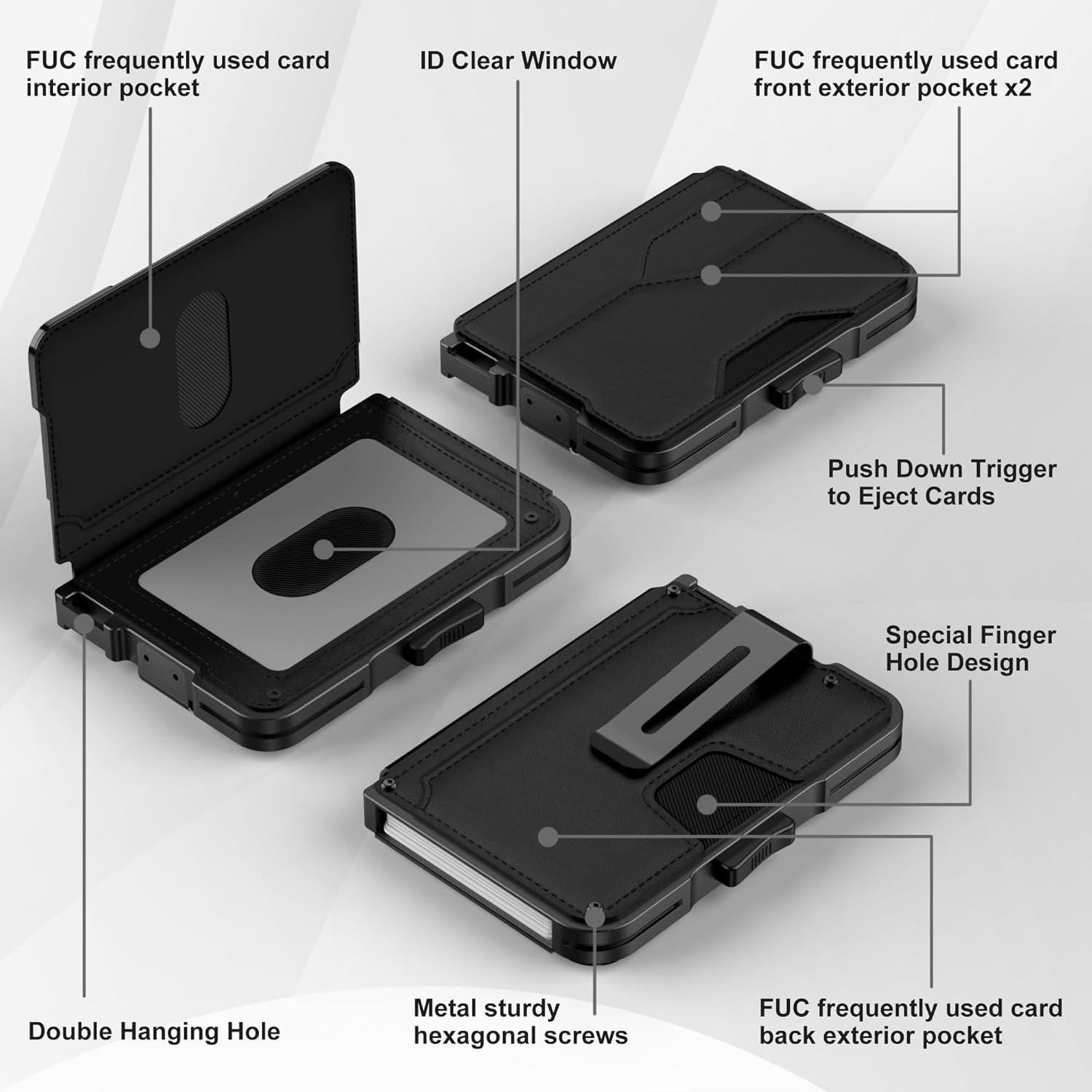 Billetera delgada para hombres Tizmuo con bloqueo RFID negra