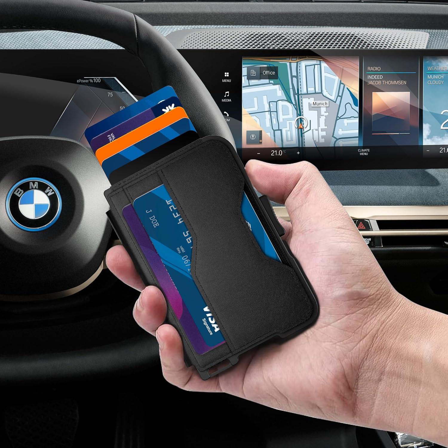 Billetera delgada para hombres Tizmuo con bloqueo RFID negra