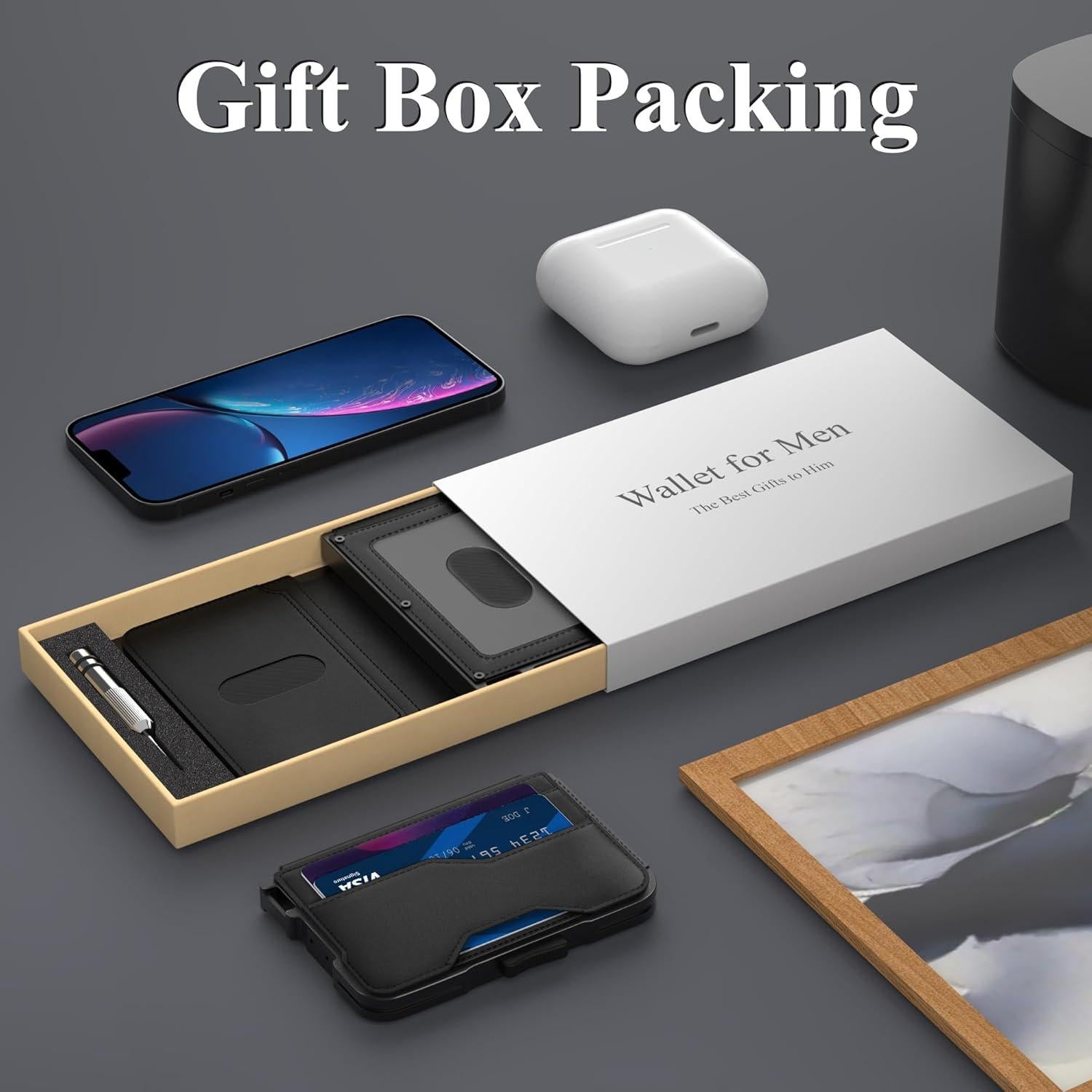 Billetera delgada para hombres Tizmuo con bloqueo RFID negra