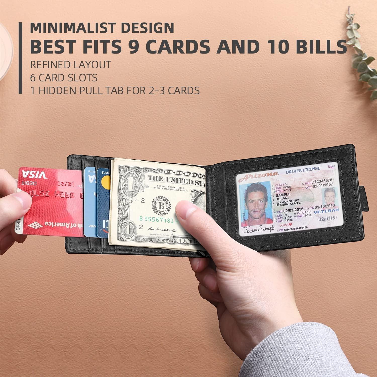 Billetera Slim Zitahli para Hombres con 6 Ranuras y Bloqueo RFID