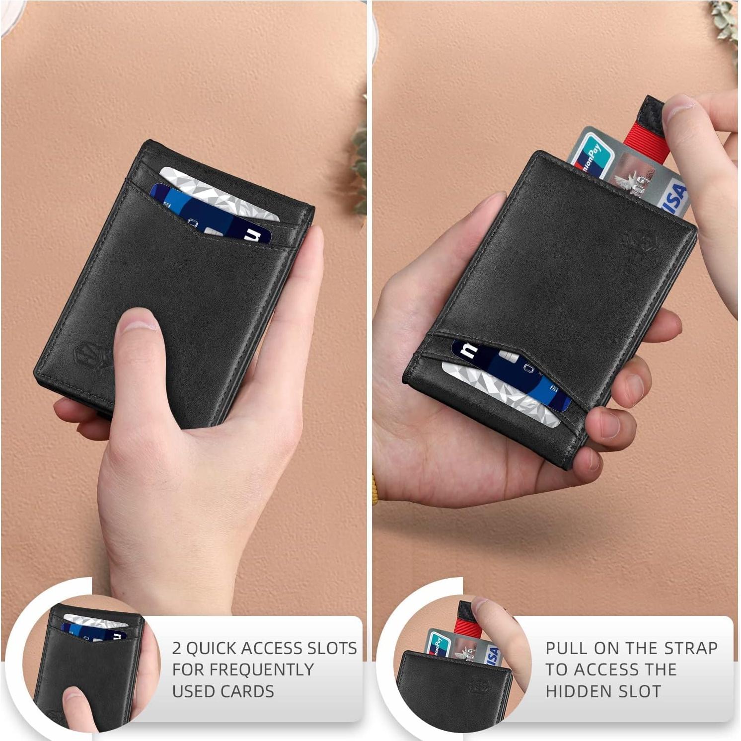 Billetera Slim Zitahli para Hombres con 6 Ranuras y Bloqueo RFID