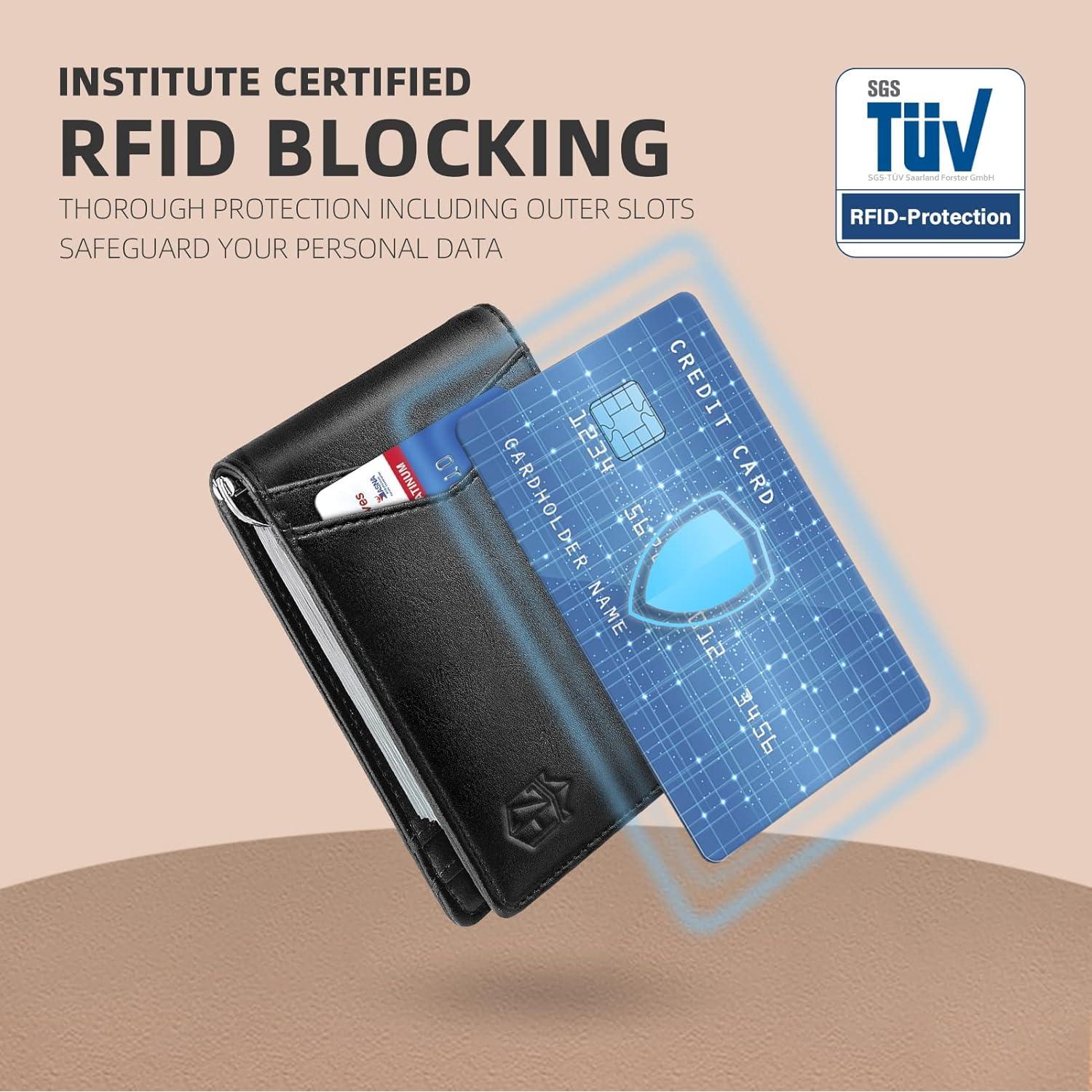 Billetera Slim Zitahli para Hombres con 6 Ranuras y Bloqueo RFID