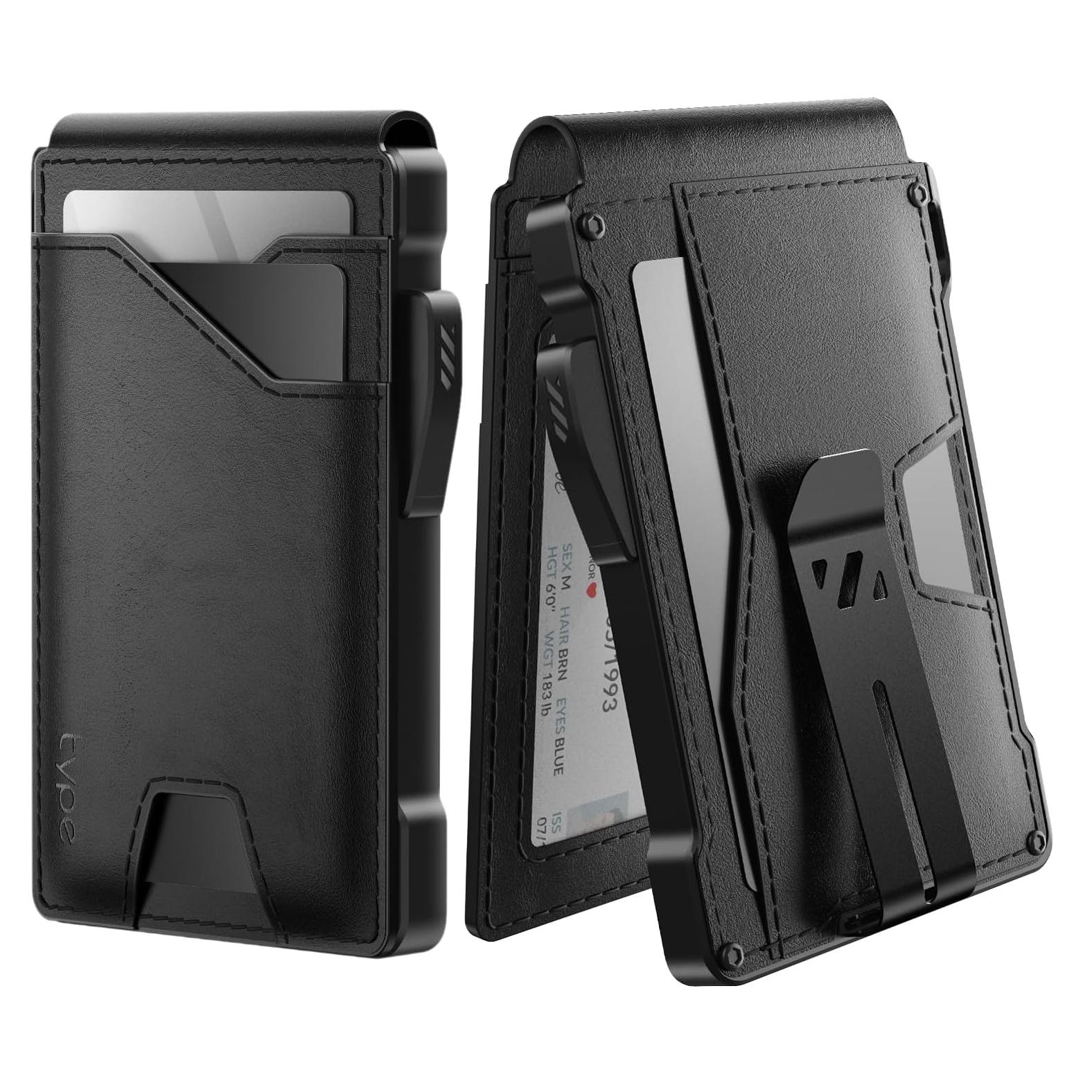 Cartera Táctica Typecase para Hombres RFID Cuero Negro