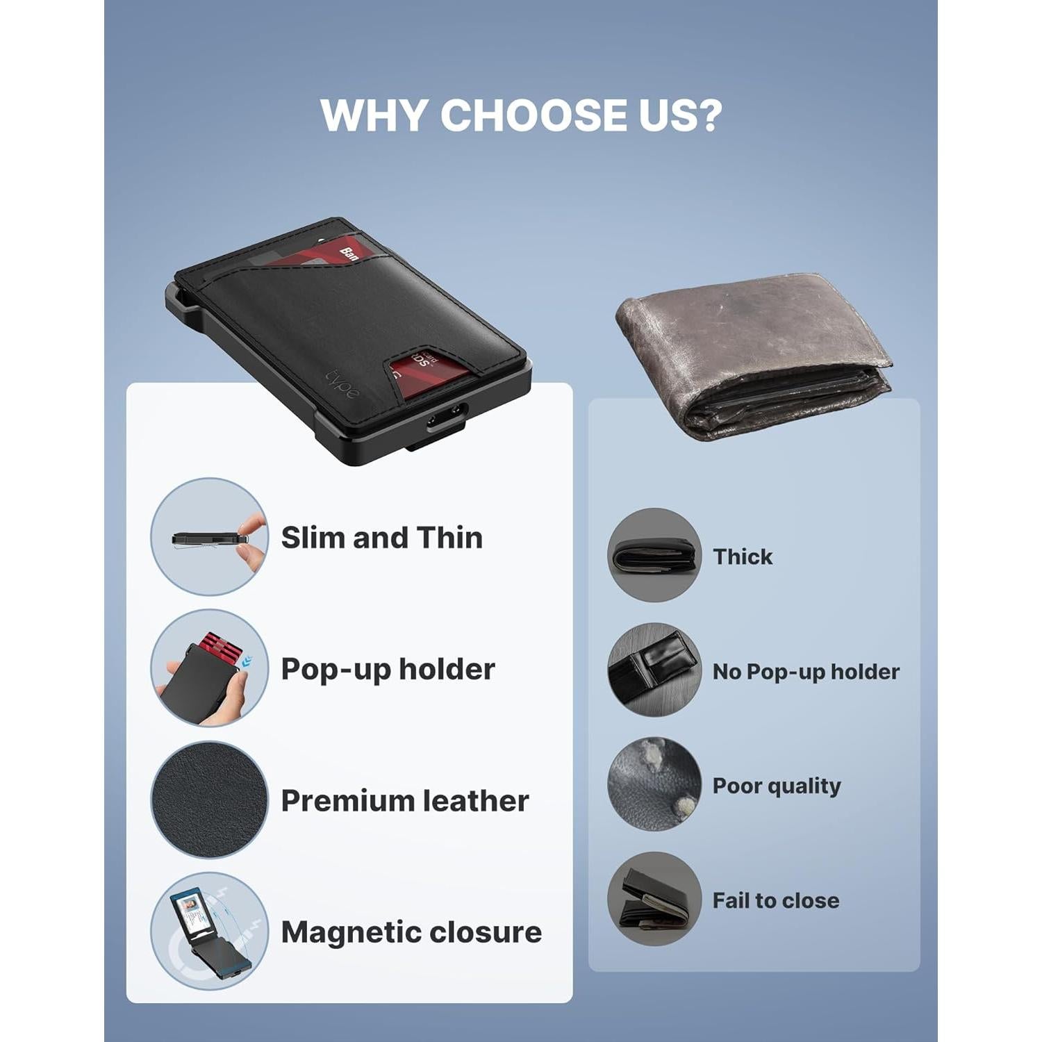 Cartera Táctica Typecase para Hombres RFID Cuero Negro