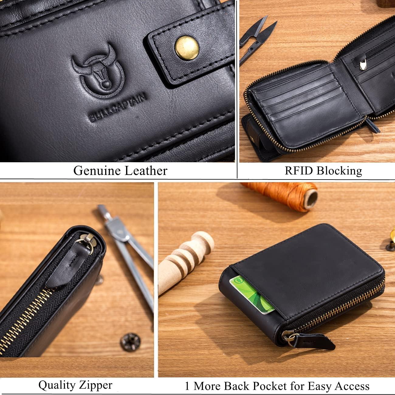 Cartera de Cuero Genuino BULLCAPTAIN QB-231 Negro con RFID