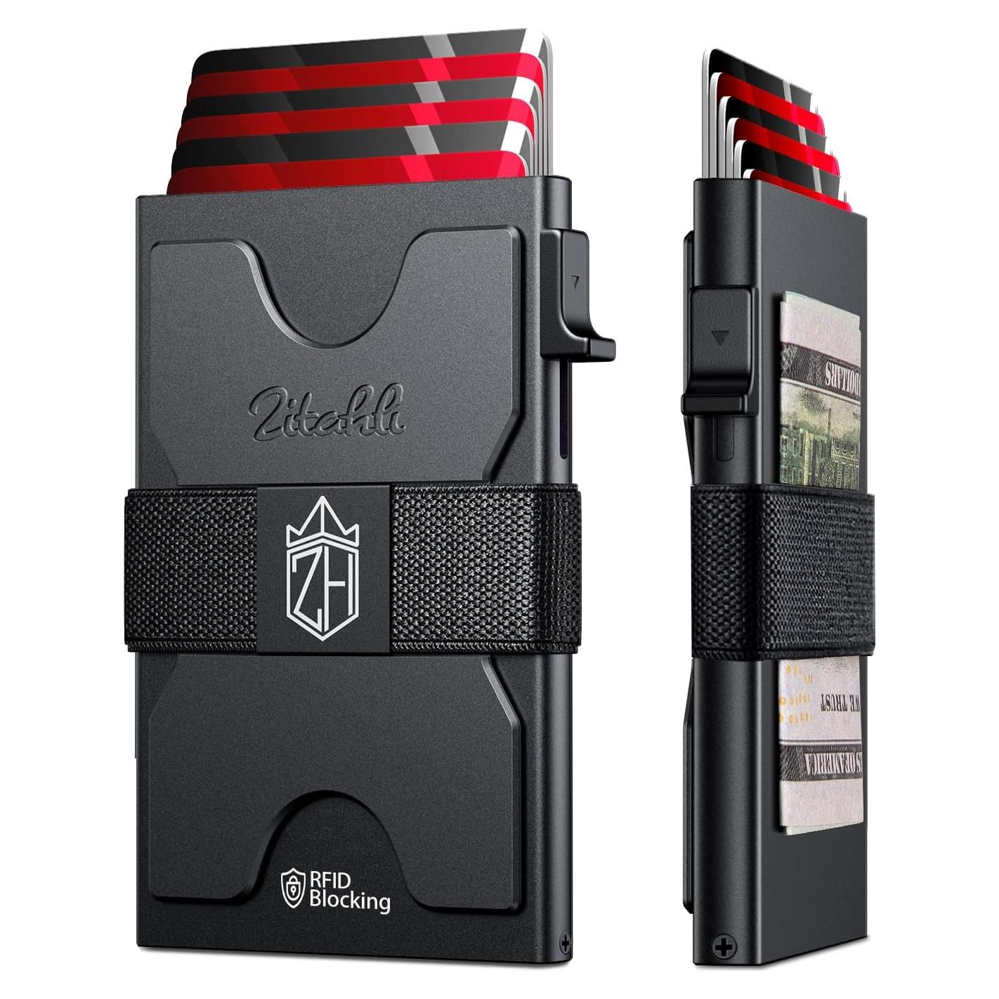 Billetera Minimalista Zitahli con Bloqueo RFID - Negro Mate
