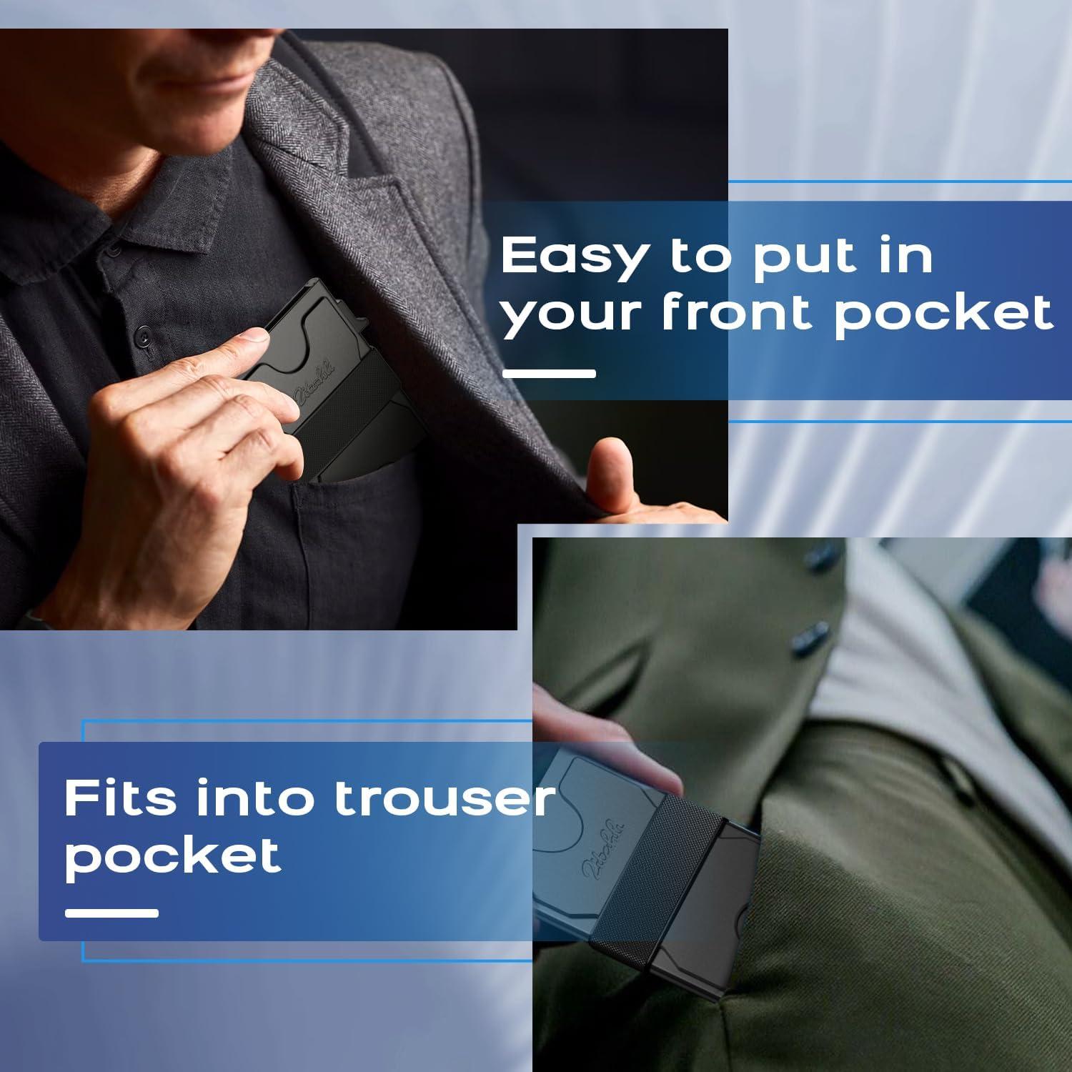 Billetera Minimalista Zitahli con Bloqueo RFID - Negro Mate