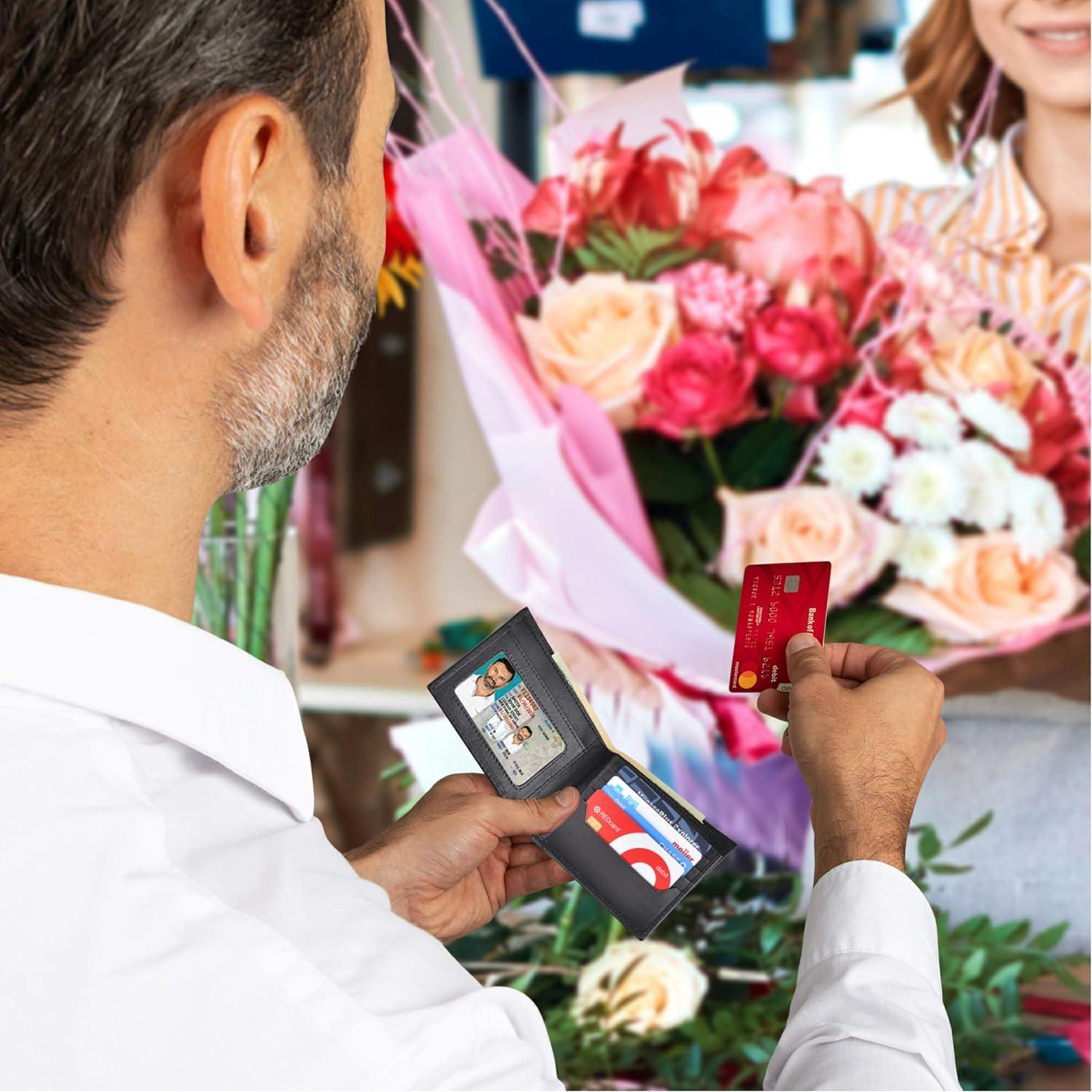 Billetera Bifold de Cuero Bull Guard con Bloqueo RFID - Negro