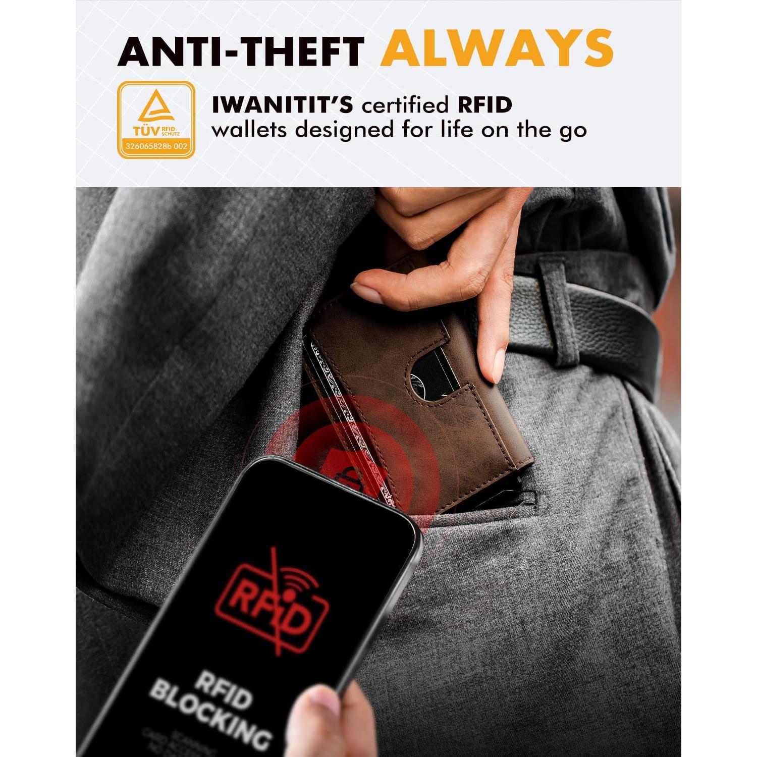 Billetera minimalista para hombres iwantit con bloqueo RFID