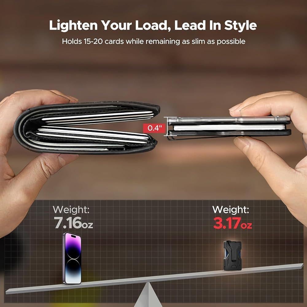 Billetera Slim HNHFTT de Aluminio con Bloqueo RFID - Negro