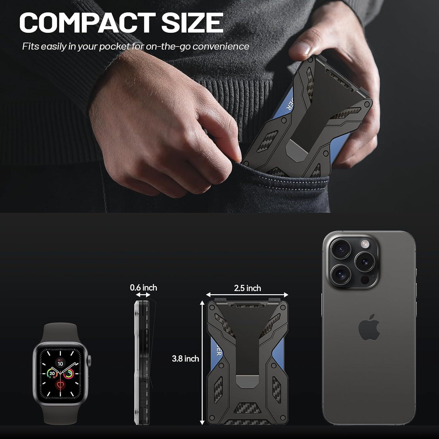 Billetera Slim HNHFTT de Aluminio con Bloqueo RFID - Negro