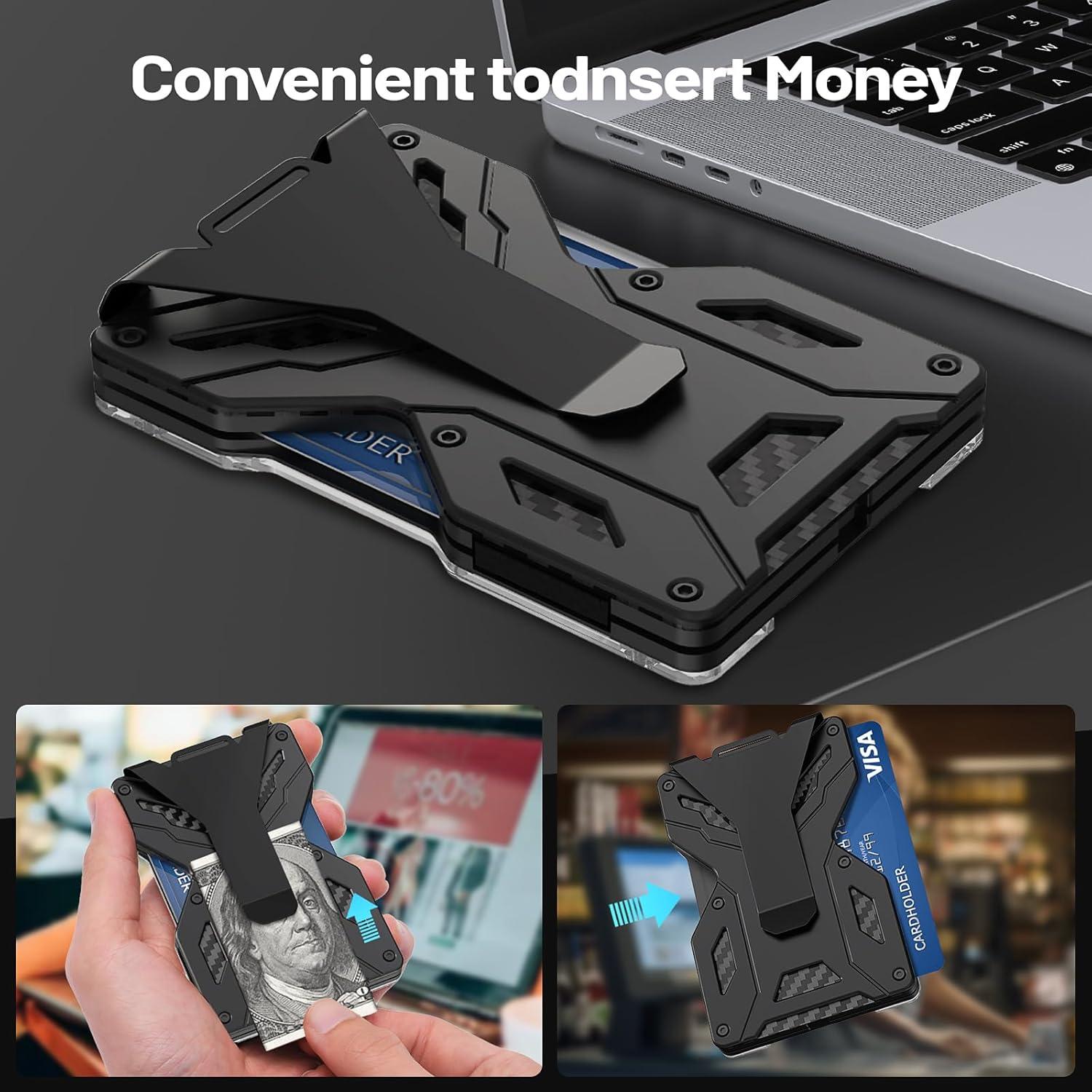 Billetera Slim HNHFTT de Aluminio con Bloqueo RFID - Negro