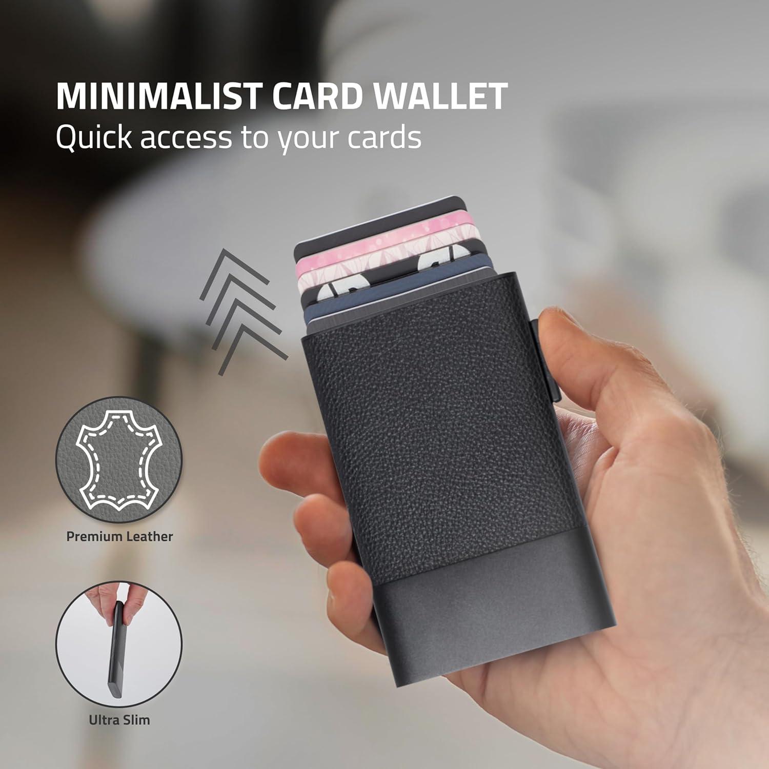 Cartera Minimalista Fidelo para Hombres - Protección RFID - Negra