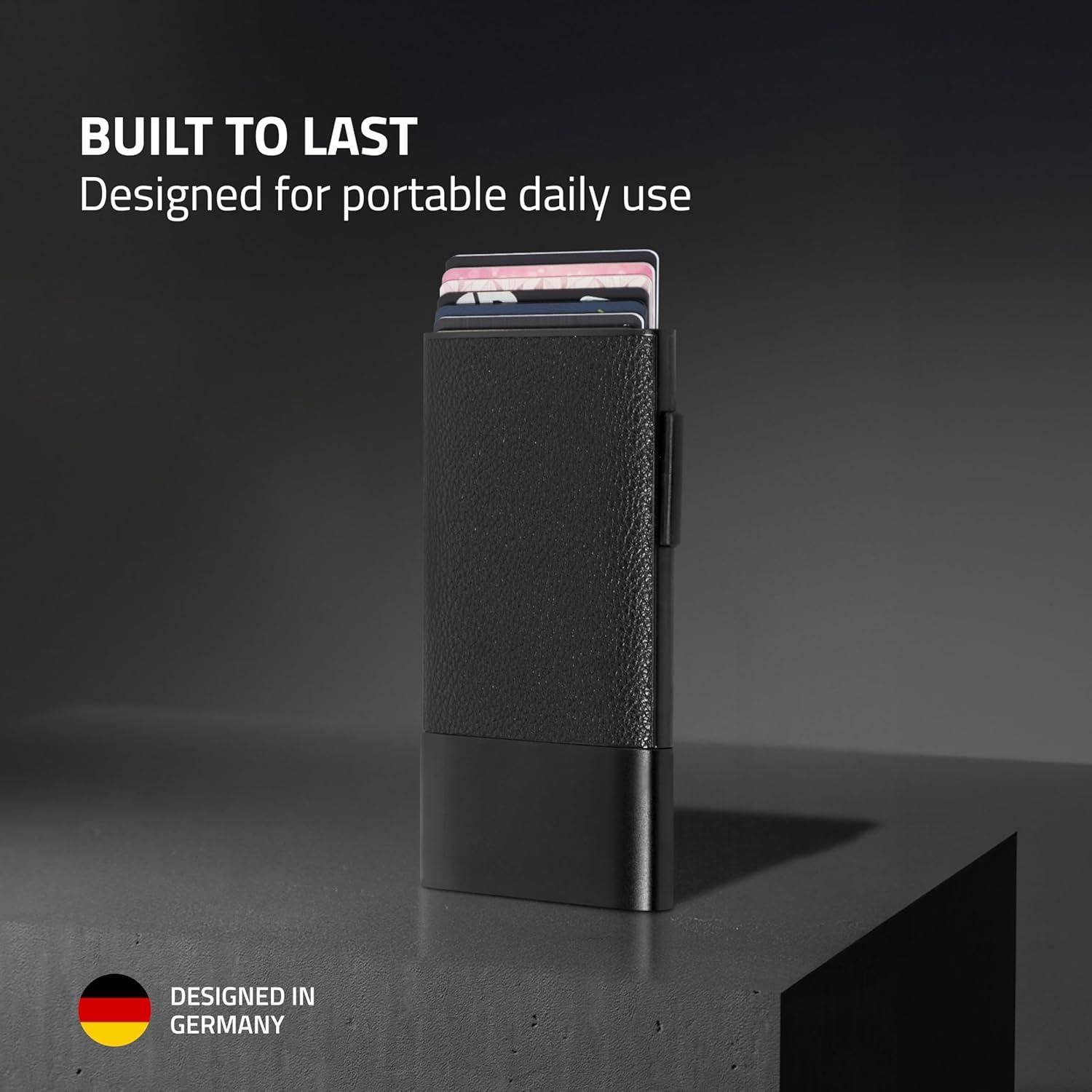 Cartera Minimalista Fidelo para Hombres - Protección RFID - Negra