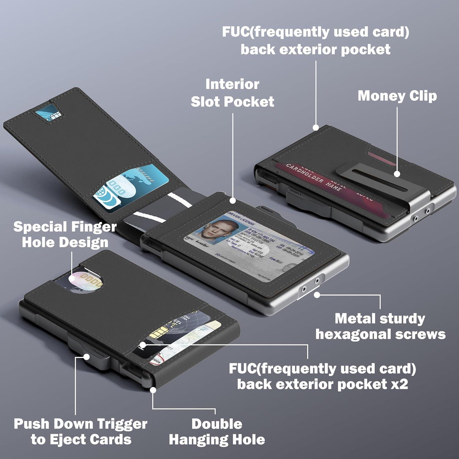 Cartera Bifold Minimalista Umoven de Cuero con Bloqueo RFID